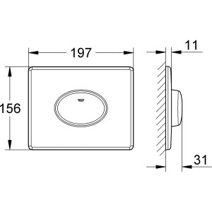 Grohe Skate Air Abdeckplatte, horizontal, Chrom, Maße 156x197mm, für WC Spülkasten.