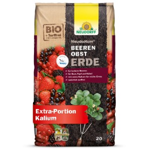 Neudorff Neudohum Beerenobst-Erde, 20L Sack, torffrei, mit Beeren-Motiv.