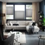 Graues Schöner Wohnen Plissee Milla, 40x130 cm, am Fenster im Wohnzimmer.