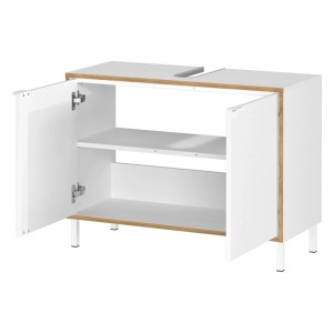 Germania Waschbeckenunterschrank 5000 Weiß/Eiche 80 cm x 60 cm x 34 cm