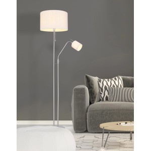 Globo Stehlampe Ava 2-flammig Nickel matt 400 x 1750 mm