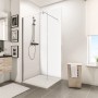 Schulte ExpressPlus Duschrückwand DecoDesign, weiße Aluminium Duschwand im Badezimmer.