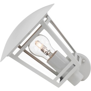 Weiße Brilliant Riley Außenwandleuchte, 24x23cm, Metall, E27 Fassung (ohne Leuchtmittel).