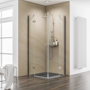 Schulte ExpressPlus Eckeinstieg MasterClass mit Chromoptik, 89,2-91,2x200cm, rahmenlose Duschkabine.