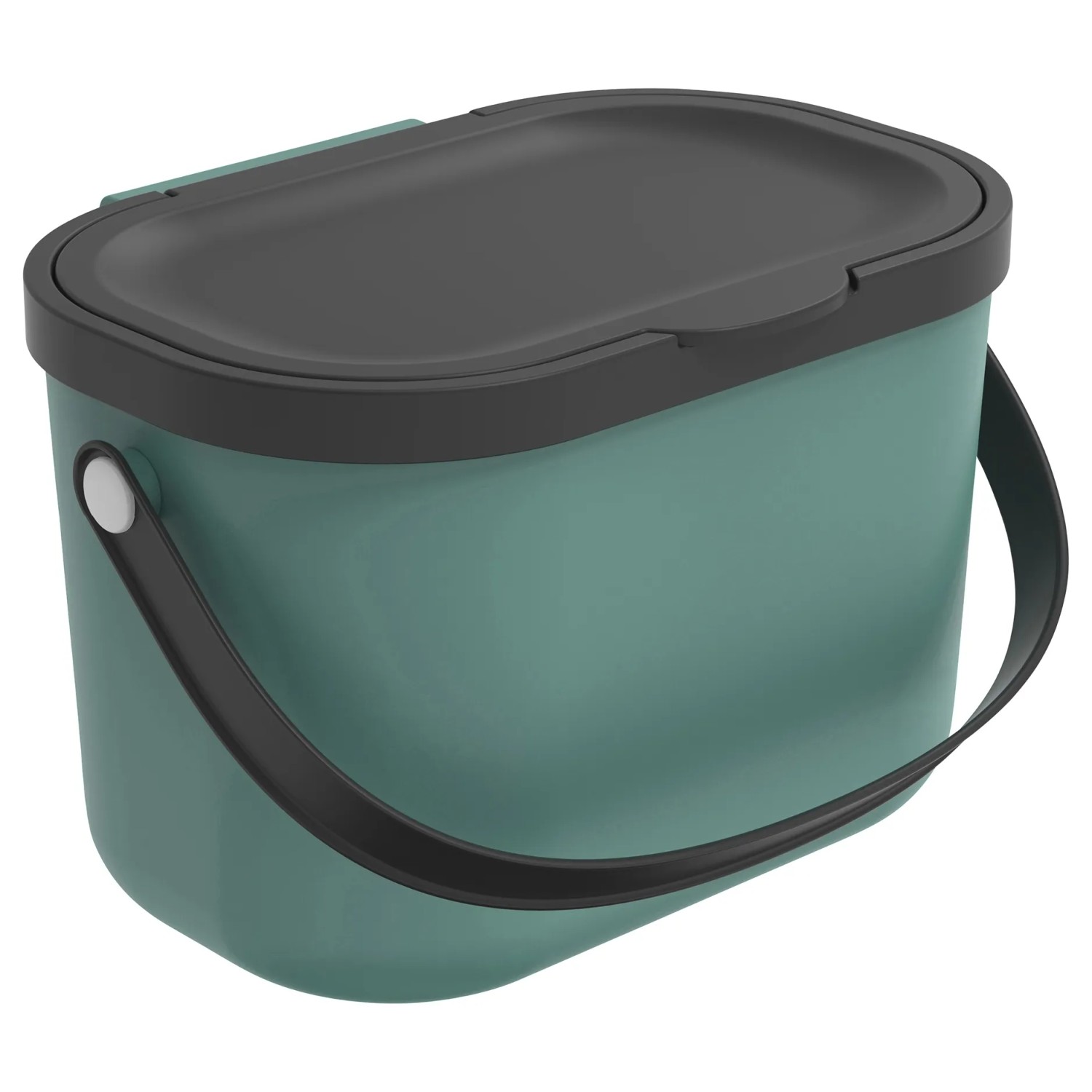 Rotho Bioabfallbehälter Albula, 3,2 l, Mistletoe Green, mit Deckel und Tragegriff.