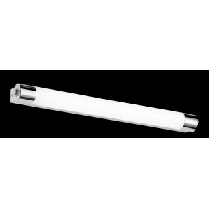 Trio LED-Bad-Wandleuchte, Chrom, 64cm, mit Schalter und Steckdose. Moderne Wandlampe für das Badezimmer.