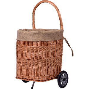 Dobar Kaminholzwagen aus Weide mit Kunststoffrädern 44 cm x 43 cm x 93 cm