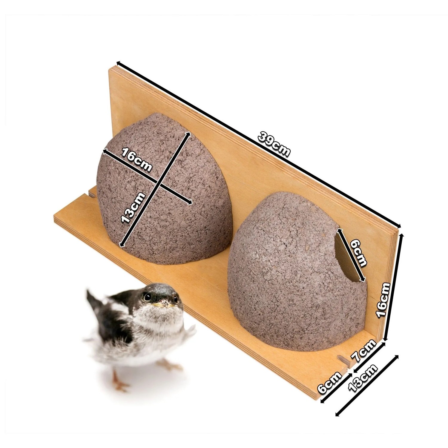 BigDean Schwalbennistkasten Doppelnest Schwalbennest Mehlschwalbennest Nistkasten Nisthilfe Schwalben Holzbeton_5