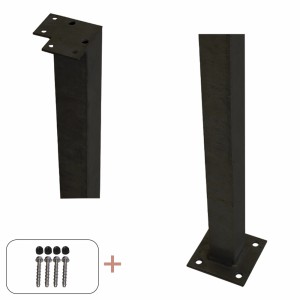 Schwarzer Geländer Pfosten Ecke aus Stahl, 4,5x4,5x103,3 cm, mit Schrauben für Zaunbau & Sichtschutz.
