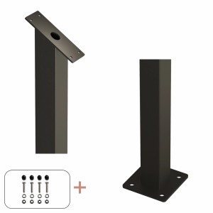 Schwarzer Geländerpfosten aus Stahl, 4,5x4,5x87,1 cm, mit Montagezubehör für Zaunbau.