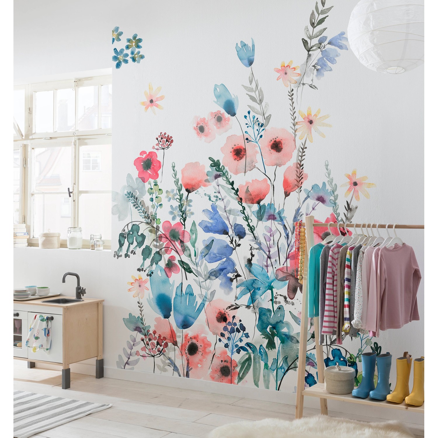 Komar Vliestapete Aquitaine mit Blumenmuster, 200x250cm. Fototapete für Wandgestaltung.