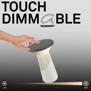 Brilo Akku Tischleuchte Pilia Dimmbar Touch Lichtgrau