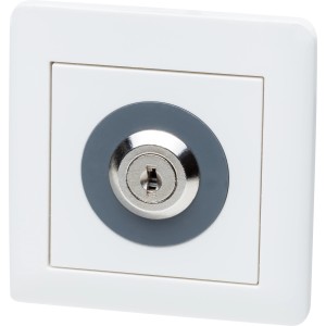 OBI Steckdosenschloss: Weißes Feuchtraumschalterprogramm mit integriertem Schloss.