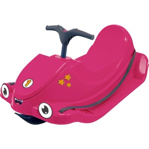 Pinker KHW Schlitten Snow Quad mit Lenker und Aufklebern für Kinder.