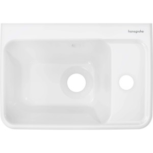Hansgrohe Xanuia Q Handwaschbecken, 36x25 cm, weiß, mit Hahnloch und Überlauf.