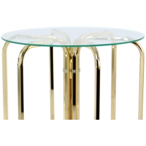 Kayoom Beistelltisch Sherryl Gold mit Glasplatte, Ø 45 cm. Eleganter, runder Couchtisch.