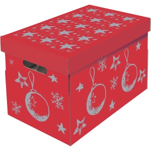 Nips Christmas-Aufbewahrungsbox Rot/Silber 27,5 cm x 46,5 cm x 29,5 cm FSC®