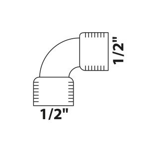Kirchhoff Winkel 90° Rotguss, 18,7 mm (1/2 IG) für Gewindefittings.