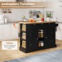 okwish Küchenwagen mit Klappbarer Arbeitsplatte Schublade Gewürzregal 132x40-70x87cm Schwarz_10