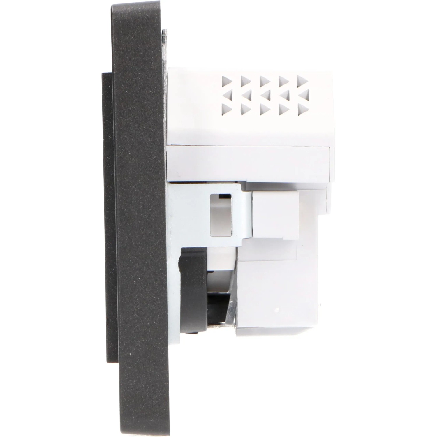 ProCharge Steckdoseneinsatz mit USB-A und USB-C in Schwarz, Seitenansicht.