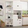 okwish Eckschrank mit Schränken Schubladen Ablagen Wohnzimmer 104x35x155cm Weiß_4