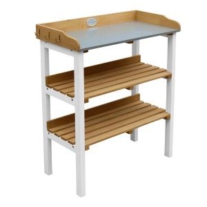 Axi Pflanztisch mit Ablagen, braun/weiß, 76x37x91,5cm, ideal für Hobbygärtner.
