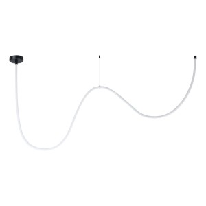 Moderne LED-Pendelleuchte White Glowline mit RGB und schwarzem Baldachin, 400 cm lang.