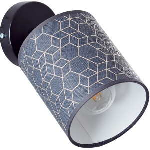 Schwarzer Spot "Galance" mit gemustertem Lampenschirm, flexible Wandlampe für Wohnraum.