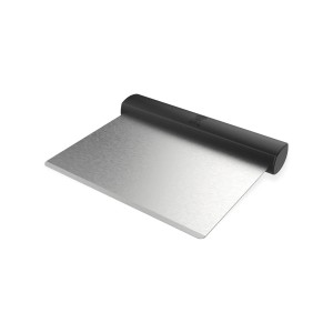 Weber Plancha Spachtel, silberne Edelstahlfläche mit schwarzem, ergonomischem Griff. Grillutensil zum Wenden und Reinigen.