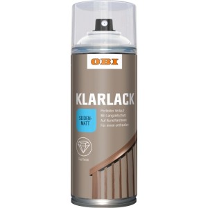 OBI Klarlack Spray, transparent, seidenmatt, 400 ml Dose für Holz, Metall, Stein u.a.