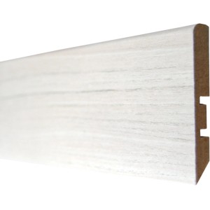 Sockelleiste Esche Weiß, foliert, 56mm hoch, 240cm lang.