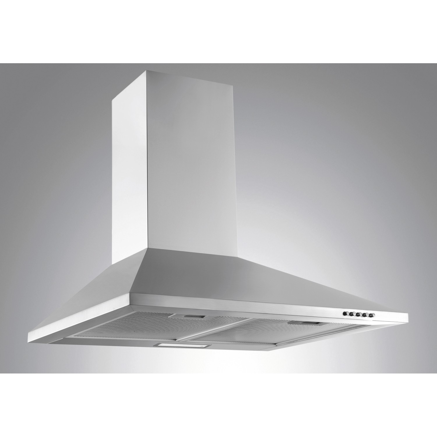 Dunstabzugshaube aus Edelstahl für Menke Küchenzeile, Teil der Einbauküchen Ausstattung.