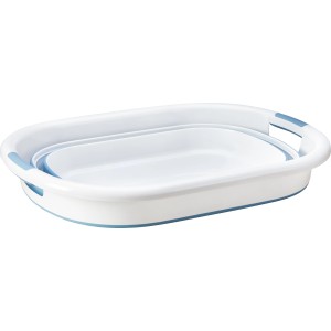 Blauer, faltbarer Wäschekorb mit 40 l Fassungsvermögen, platzsparend.