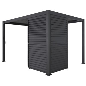Shutter Wand 93 cm für Terrassenüberdachung, mit horizontalen Lamellen zur Licht- und Sichtregulierung.