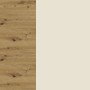 Eckaufsatzschrank Brerra: Holzmaserung Eiche Artisan und glänzende RAL 9001 creme Oberfläche. Küchenschrank.