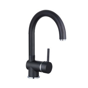 Eisl Spültischarmatur Futura, schwarz-chrom, Einhebelmischer mit hohem Auslauf.