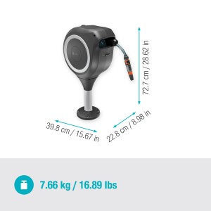 Gardena Terrassen-Schlauchbox RollUp S mit 15m Gartenschlauch, automatische Aufrollfunktion.