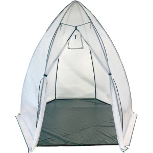 Westmann Überwinterungszelt Avocado: Foliengewächshaus mit Stahlrahmen, Reißverschlusstür und Fenster.