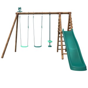 Soulet Holzschaukel Violette mit Rutsche und 2 Schaukelsitzen für Kinder.