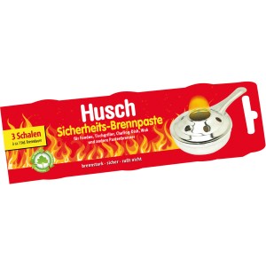Husch Brennpaste 3x100ml für Fondue, Tischgrill & Chafing-Dish. Brennstoff sicher und rußfrei.