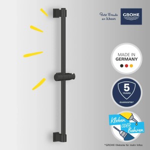Grohe Quickfix Brausestange Vitalio Universal, 600 mm, in Schwarz. Duschstange zur Wandmontage.