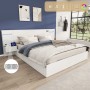 okwish Doppelbett 160x200cm mit USB Anschluss Lautsprecher Schlafzimmer Weiß ohne Matratze_8
