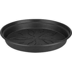 Schwarzer Elho Untersetzer Green Basics, Ø 14 cm, aus recyceltem Kunststoff.