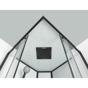 Sanotechnik Sky 2 CL74 Komplettduschkabine in Schwarz mit Glasdach und Handbrause.