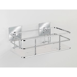 Wenko Wandablage Quadro aus Edelstahl, chrom, zur Montage ohne Bohren im Bad.