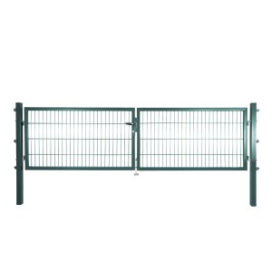 Solid Doppeltor Stahl Grün mit Füllung für Doppelstabmatte 80 cm x 300 cm