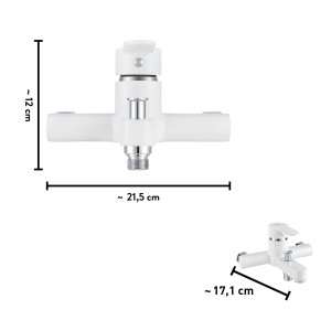 baliv Wannenarmatur WA-5892, Weiß, mit Maßangaben. Einhebelmischer für Badewanne.
