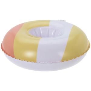 Aufblasbarer Becherhalter Ø 22cm aus PVC mit Streifenmuster in verschiedenen Sommerfarben.