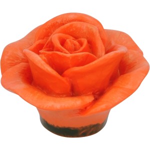 Siro Möbelknopf H122, orangefarbene Kunststoff-Rose, Ø 49mm, dekorativer Möbelgriff.