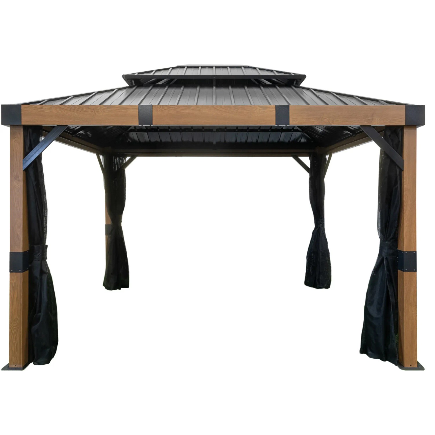 Sojag Pavillon Fontana 289x363 cm mit Moskitonetz und Stahlblechdach.